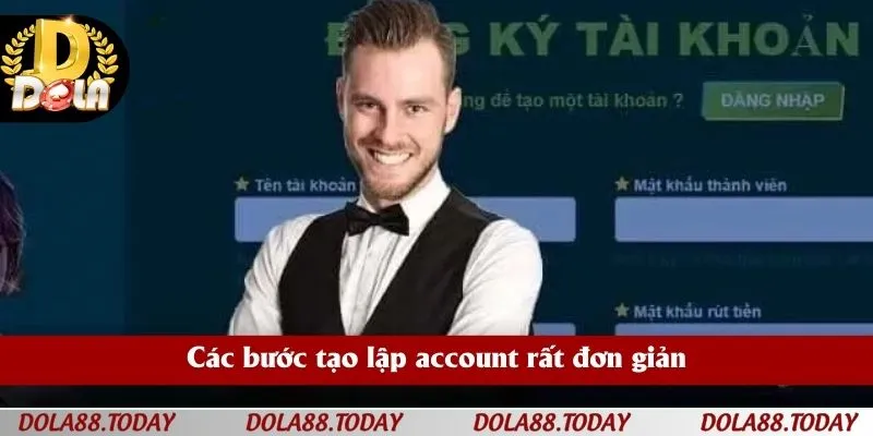 Các bước tạo lập account rất đơn giản